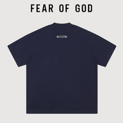 Essentials Small Chest Cross Embroidery Heavy‑Weight Cotton Crew Neck Tee 4 Colors