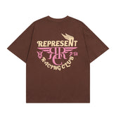 Represent Retro Motor Racing Club Chest Mini Graphic Back Large Wing Letter Print Loose Boxy Crew Neck Short Sleeve Top