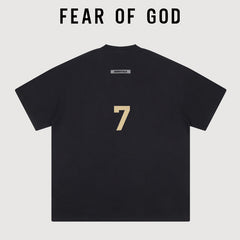 Essentials Back Number 7 Graphic Oversized Boxy Heavyweight Short Sleeve T‑Shirt