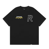Represent Manchester Worldwide Club Outline R Logo Double Sided Print Oversized T-Shirt Unisex Heavy Cotton Black Streetwear Tee