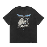 Represent Dark Gothic Skull Reaper Graphic Heavy Cotton Crew Neck Distressed Black Street Top for Men Women
