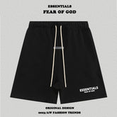 Essentials Side Logo Print Elastic Waist Drawstring Cotton Casual Sweat Shorts