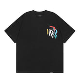 Represent Geometric Stereo Letter Chest Mini Logo & Large Back Print Crew Neck Loose Fit Casual Short Sleeve Top