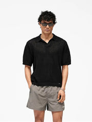 Represent Open Knit Mesh Short Sleeve Polo Shirt 2 Colors Loose Summer Casual Knit Tee