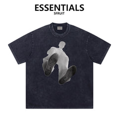 Essentials Silhouette Man Print Boxy Fit Heavy Cotton Streetwear Short Sleeve Tee