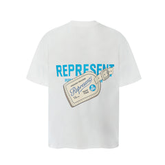 Represent Luggage Tag Graphic Double‑Sided Print Oversized Heavy Cotton Crew Neck T‑Shirt Unisex Streetwear Tee Black & Off‑White Two Colors