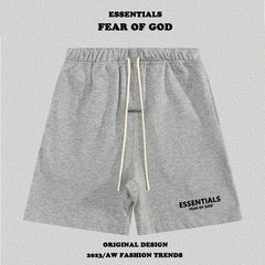 Essentials Side Logo Print Elastic Waist Drawstring Cotton Casual Sweat Shorts