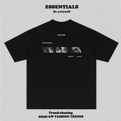 Essentials Front Small Logo Back Eyes Art Print Heavyweight Cotton Boxy Streetwear Tee