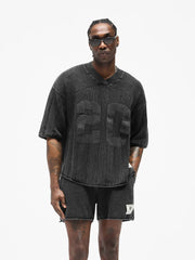 Represent Mesh Knit Number 20 V-Neck Short Sleeve Jersey Black