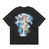 Represent Enduring Spirit Retro Angel Lady Graphic Double Sided Vintage Washed Black Oversized Heavy Cotton Crew Neck T-Shirt Unisex Streetwear Tee