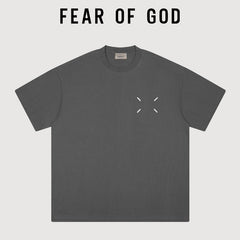 Essentials Minimal Cross Graphic Heavyweight Cotton T‑Shirt Boxy Loose Fit Men Tee