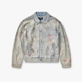 Represent Buster Sketch Graffiti All Over Print Washed Denim Jacket Vintage Oversized Trucker Coat Streetwear Outerwear for Men