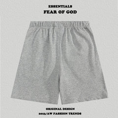 Essentials Side Logo Print Elastic Waist Drawstring Cotton Casual Sweat Shorts