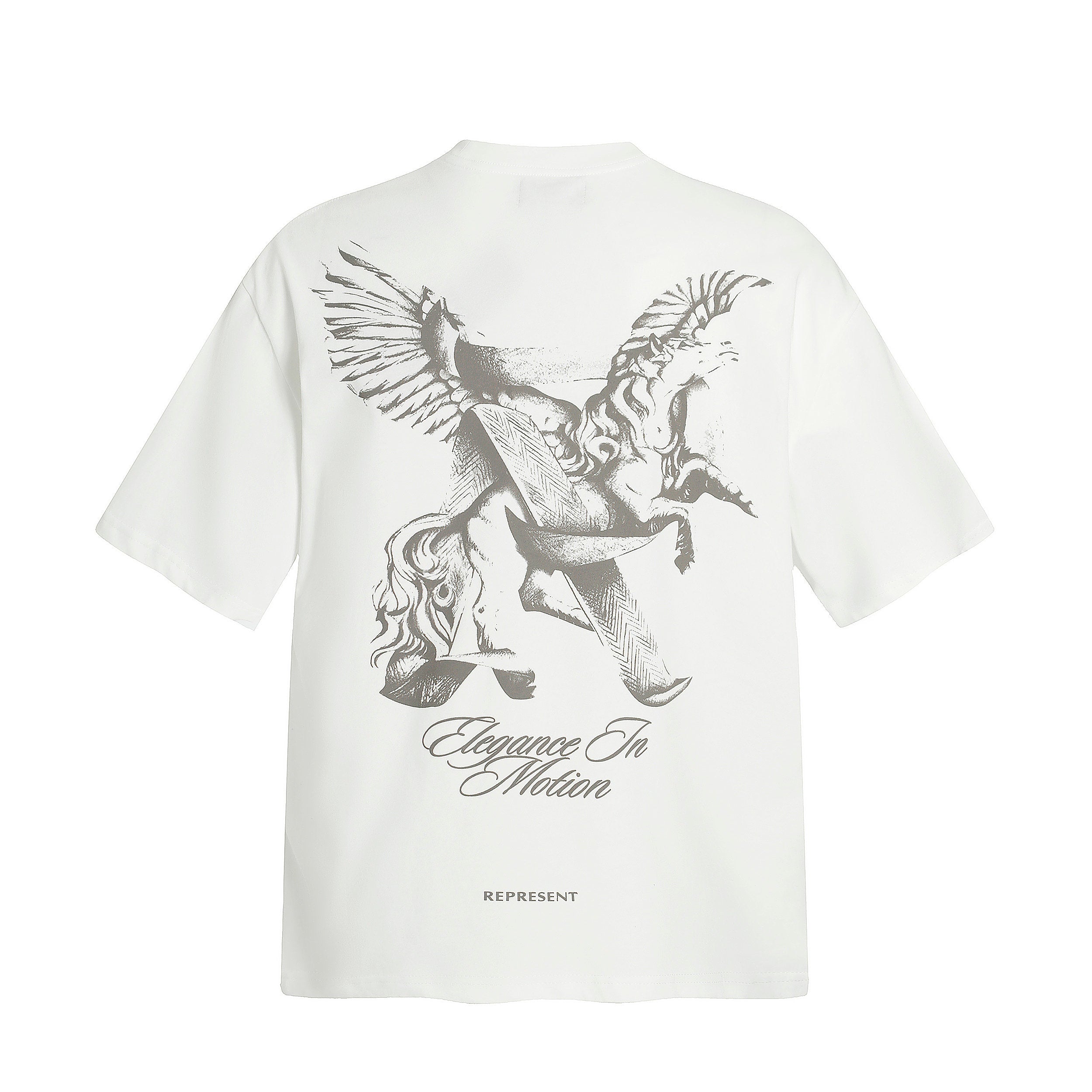 Represent Elegance In Motion Vintage Sketch Pegasus Graphic Front & Back Loose Fit Short Sleeve Tee