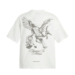 Represent Elegance In Motion Vintage Sketch Pegasus Graphic Front & Back Loose Fit Short Sleeve Tee