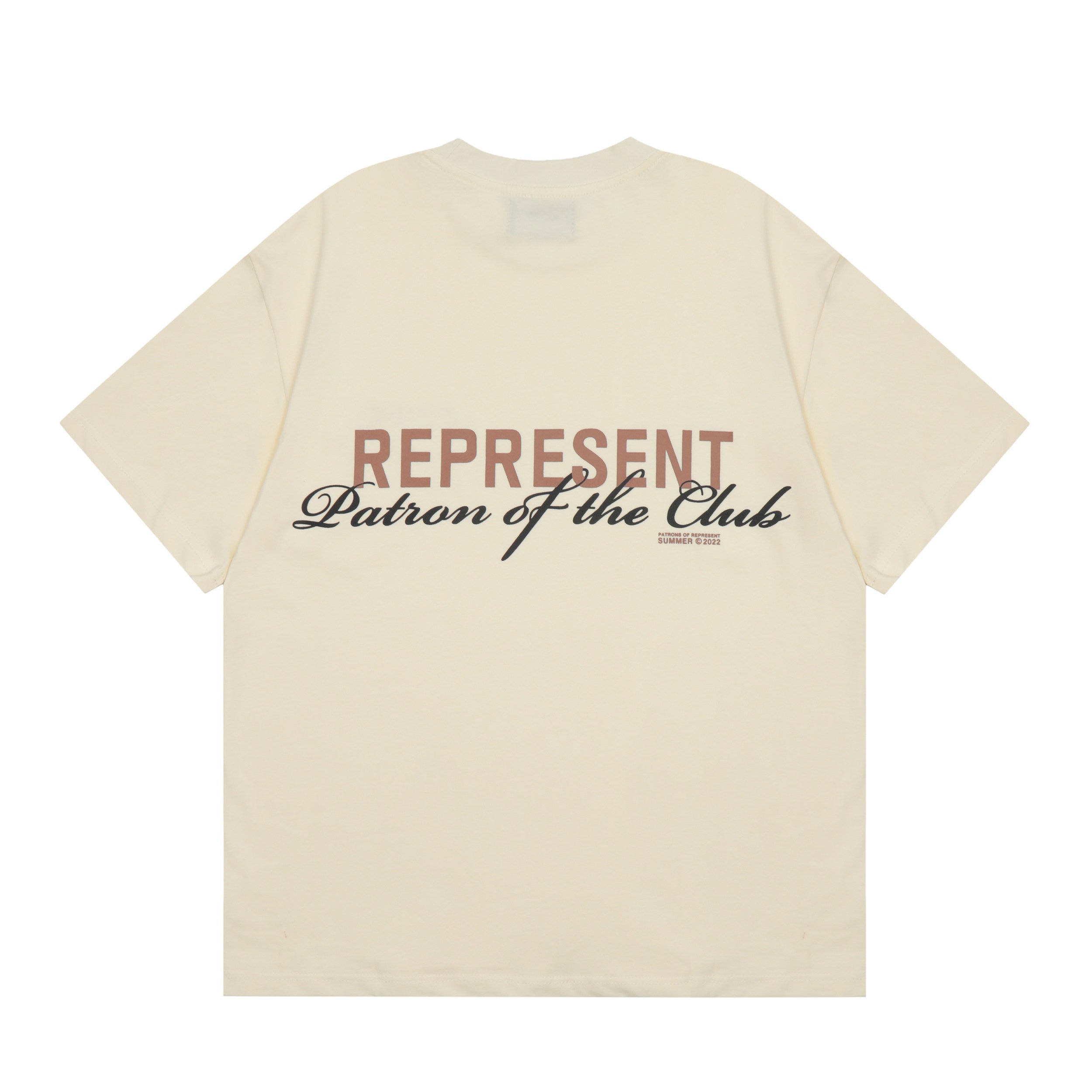Represent Patron of the Club Chest Dual‑Logo Back Mixed‑Font Graphic Boxy Fit Loose Short‑Sleeve Top Men Women Casual Street T‑Shirt