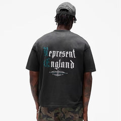 Represent Classic England Script Logo Relaxed Streetwear Tee Black & White