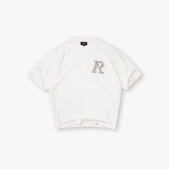 Represent Vintage Washed Cream White Chest Small Gothic R Monogram Logo T-Shirt Heavyweight Oversized Minimal Retro Basic Streetwear Tee
