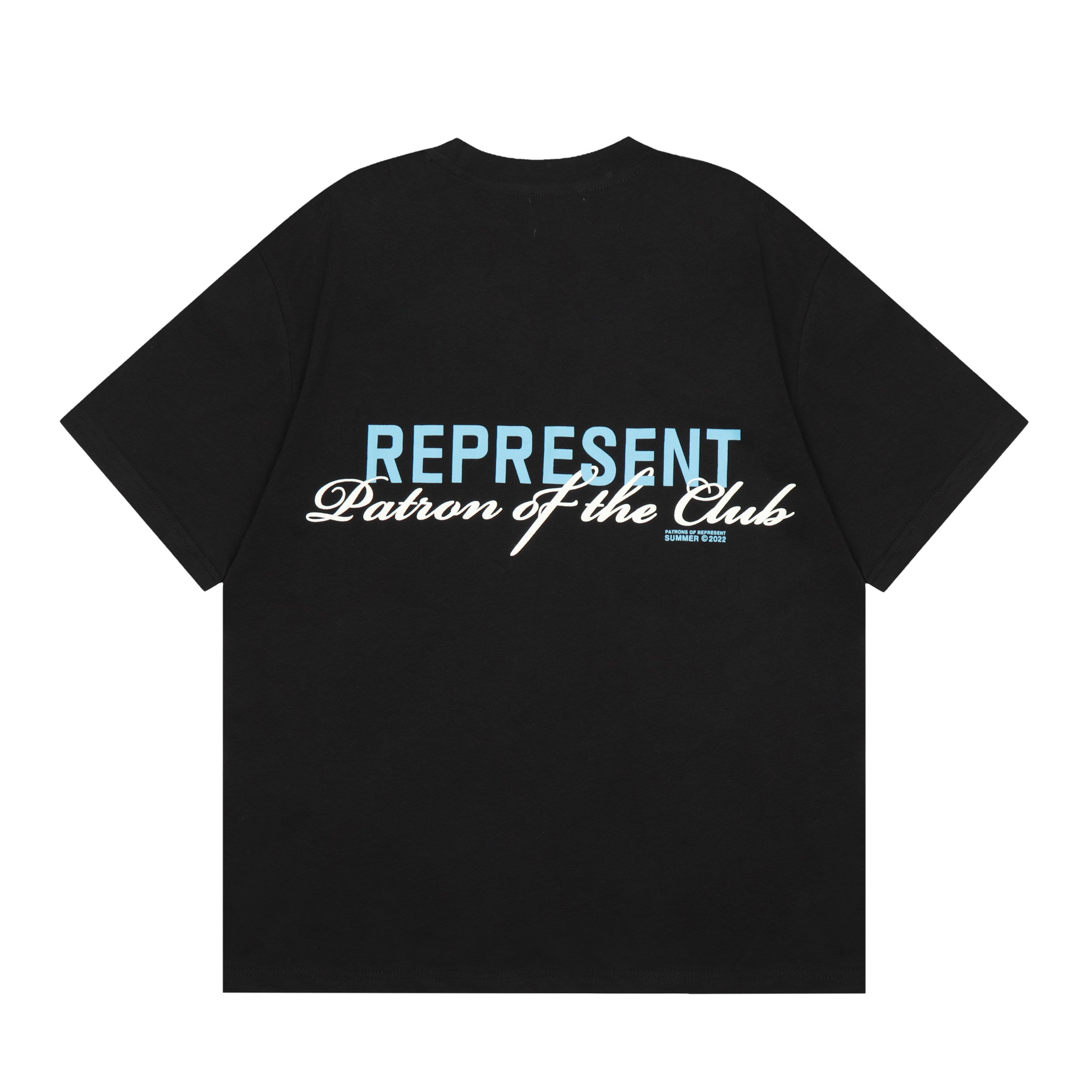 Represent Patron of the Club Chest Dual‑Logo Back Mixed‑Font Graphic Boxy Fit Loose Short‑Sleeve Top Men Women Casual Street T‑Shirt