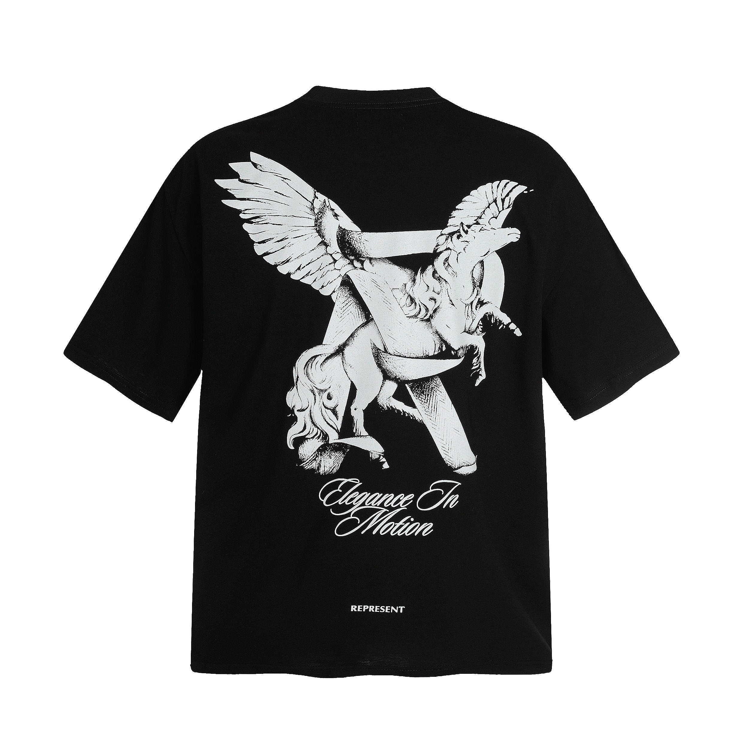 Represent Elegance In Motion Vintage Sketch Pegasus Graphic Front & Back Loose Fit Short Sleeve Tee