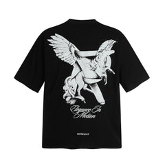 Represent Elegance In Motion Vintage Sketch Pegasus Graphic Front & Back Loose Fit Short Sleeve Tee