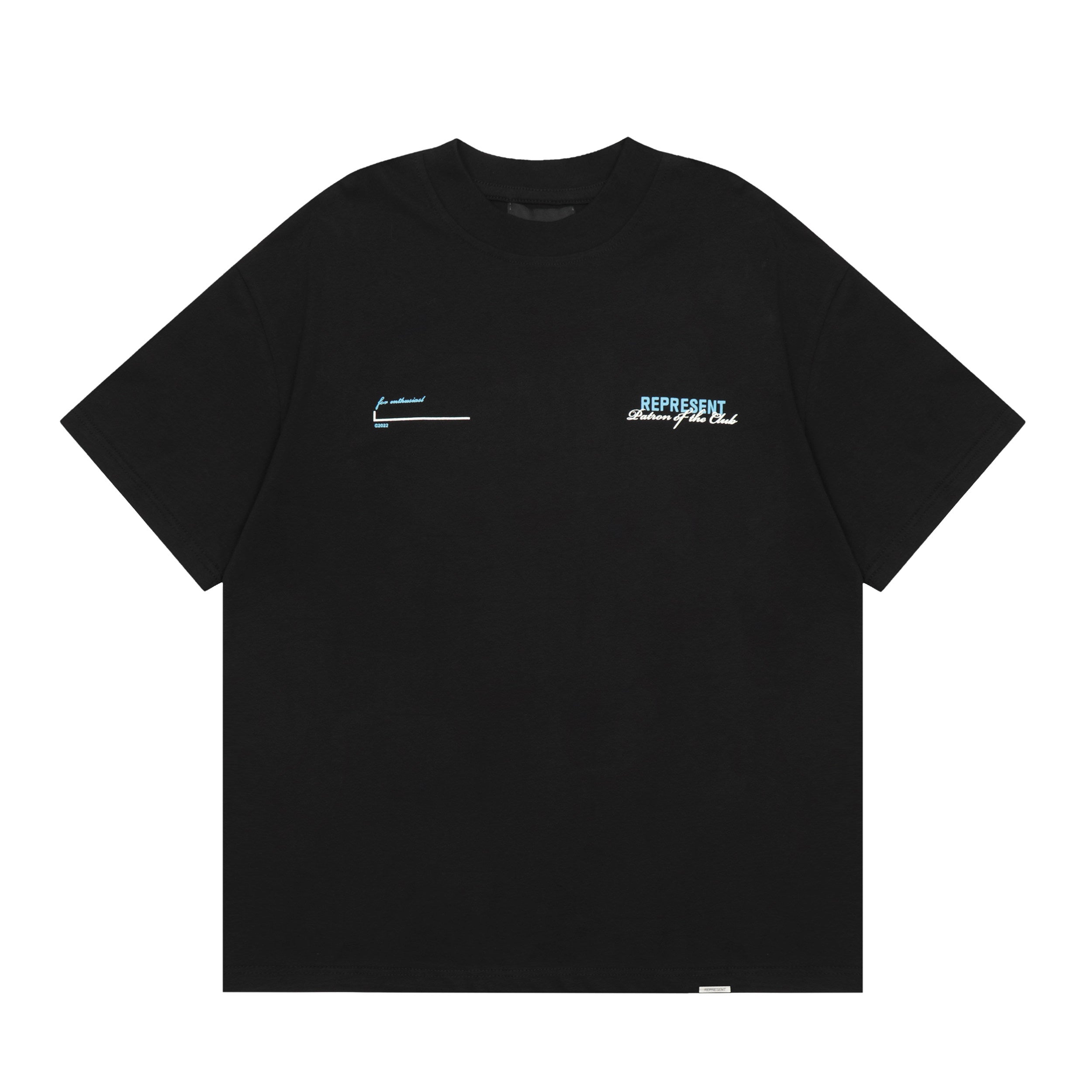 Represent Patron of the Club Chest Dual‑Logo Back Mixed‑Font Graphic Boxy Fit Loose Short‑Sleeve Top Men Women Casual Street T‑Shirt