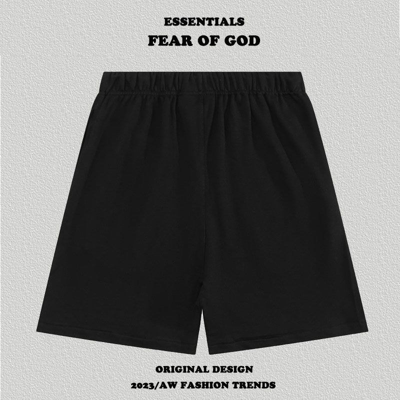 Essentials Side Logo Print Elastic Waist Drawstring Cotton Casual Sweat Shorts