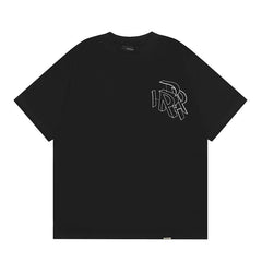 Represent Technical Sketch Line Art R Monogram Front Chest Small Print Back Large Blueprint Graphic Boxy Fit Loose Short Sleeve Top Men Women