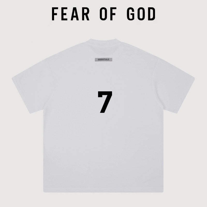 Essentials Back Number 7 Graphic Oversized Boxy Heavyweight Short Sleeve T‑Shirt