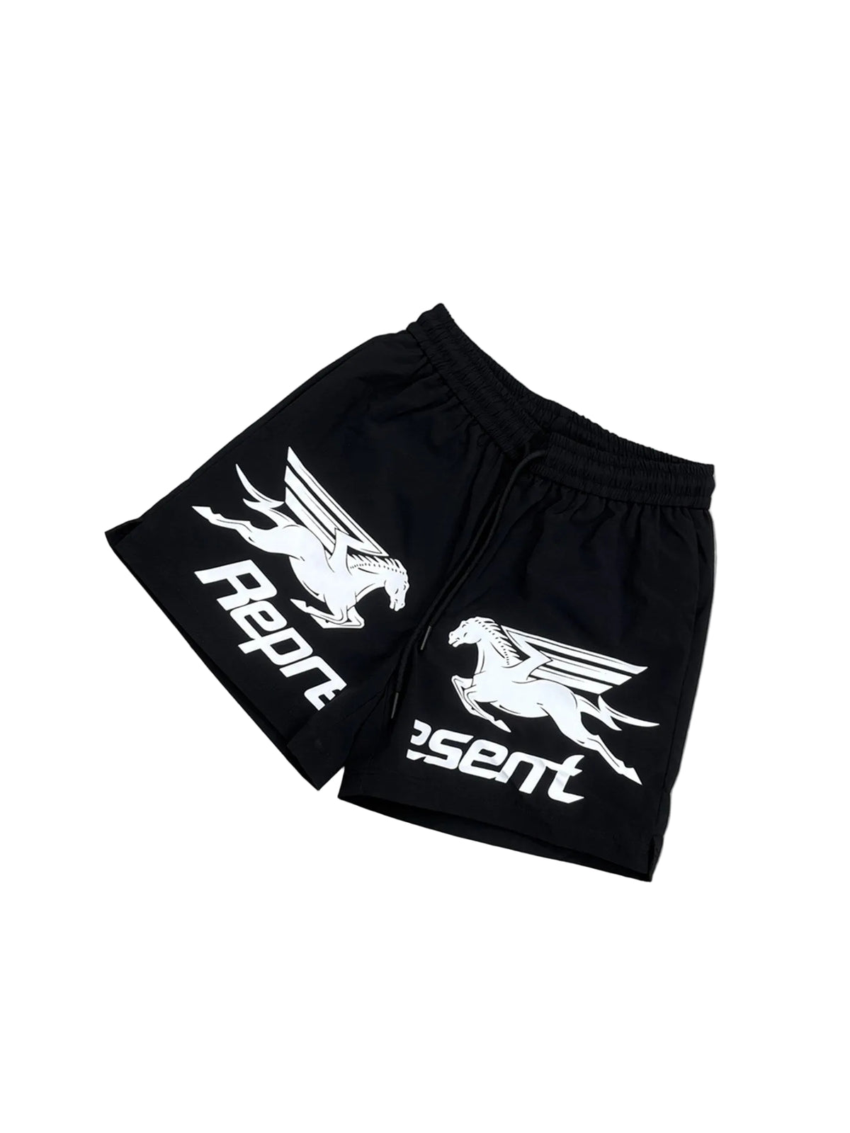 Represent Buster Pegasus Winged Horse Print Mesh Breathable Athletic Shorts Loose High Street Summer Casual Drawstring Sport Shorts for Men