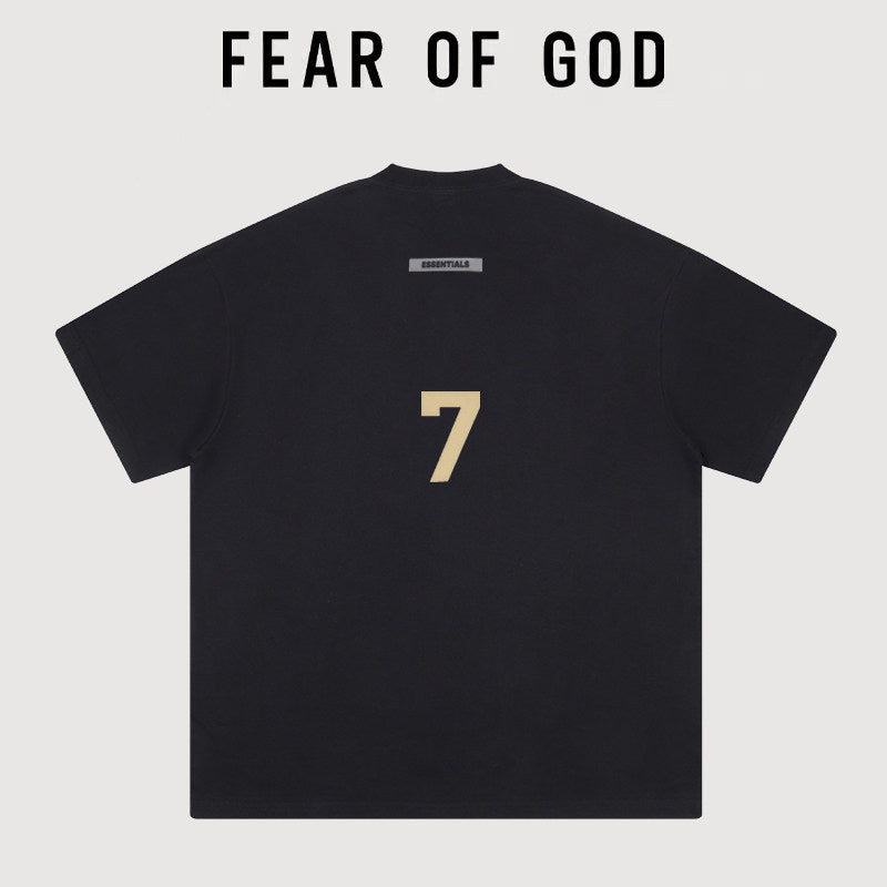 Essentials Back Number 7 Graphic Oversized Boxy Heavyweight Short Sleeve T‑Shirt
