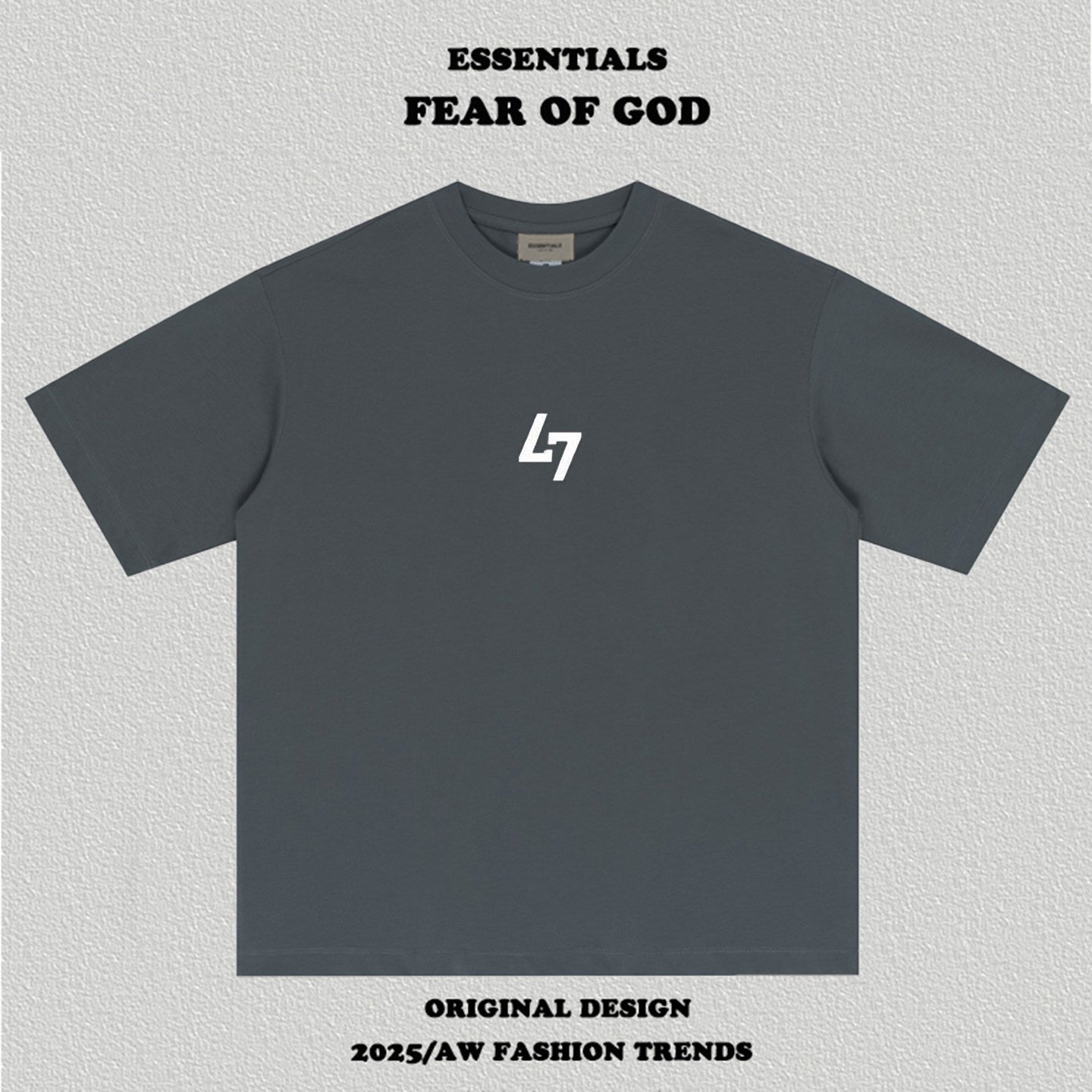 Essentials L7 Chest Graphic Boxy Fit Tee Back Neck Woven Label Streetwear T‑Shirt
