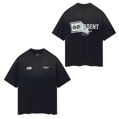Represent Vintage Washed Black Oasis Co-Branded Split Sticker Letter Graphic T-Shirt Double Sided Print Heavyweight Oversized British Rock Streetwear Tee