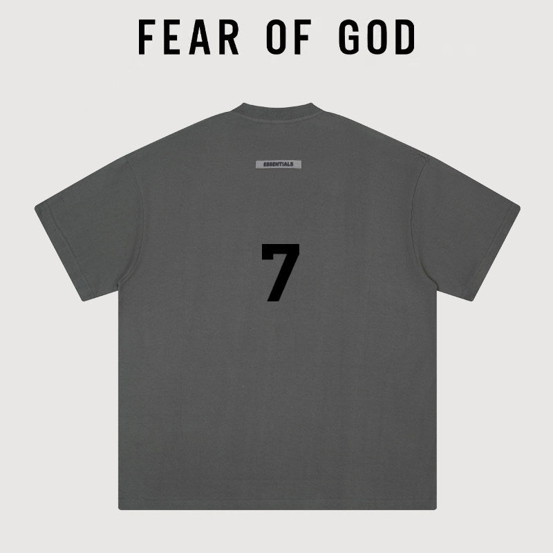 Essentials Back Number 7 Graphic Oversized Boxy Heavyweight Short Sleeve T‑Shirt