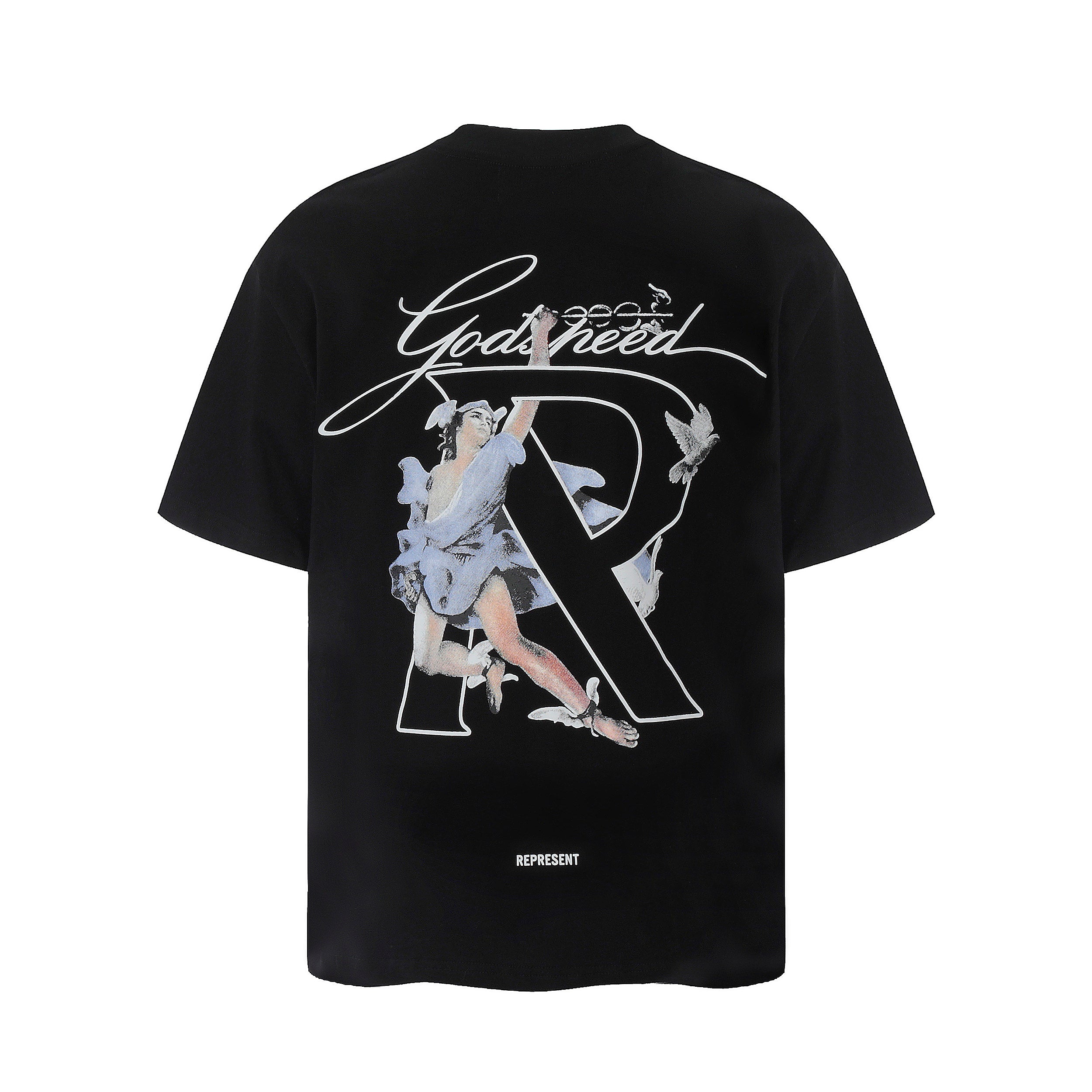 Represent Godspeed Angel Figure Graphic Oversized Heavyweight Cotton Unisex T‑Shirt