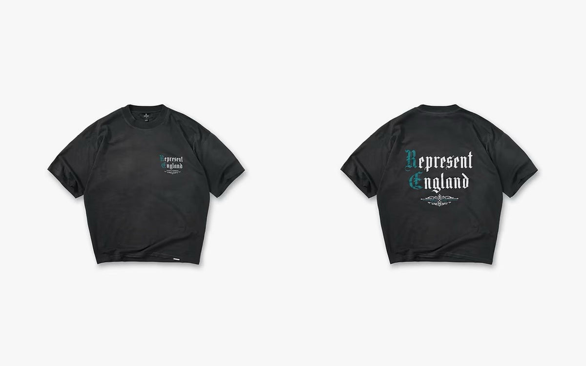 Represent Classic England Script Logo Relaxed Streetwear Tee Black & White