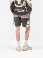 Represent Buster x Belstaff Collab Color Block Printed French Terry Sweat Shorts Vintage Streetwear Knee-Length Sports Shorts for Men Summer
