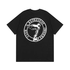 Represent Retro Rolls-Royce Mascot Chest Mini Print Back Large Circular Graphic Crew Neck Loose Fit Short Sleeve Top