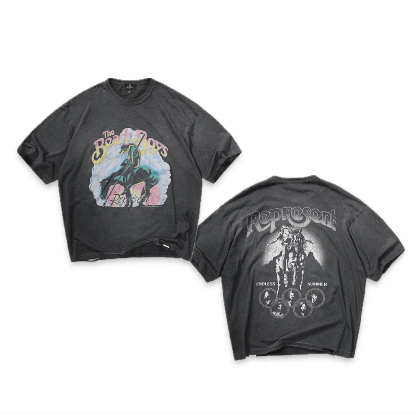 Represent The Beach Boys Vintage Washed Band Tee Double Sided Print Endless Summer Retro Distressed Oversized Heavy Cotton Streetwear T-Shirt