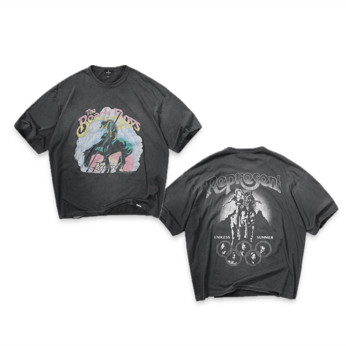 Represent The Beach Boys Vintage Washed Band Tee Double Sided Print Endless Summer Retro Distressed Oversized Heavy Cotton Streetwear T-Shirt