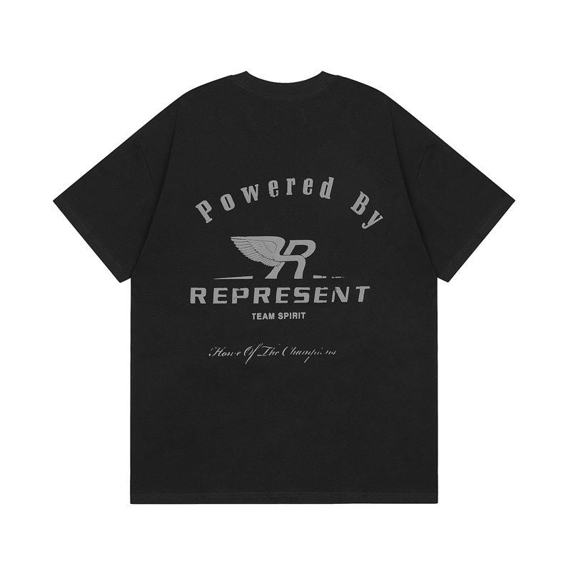 Represent Winged R Logo Double Sided Printed Vintage Washed T-Shirt Unisex Oversized Streetwear Casual Tee