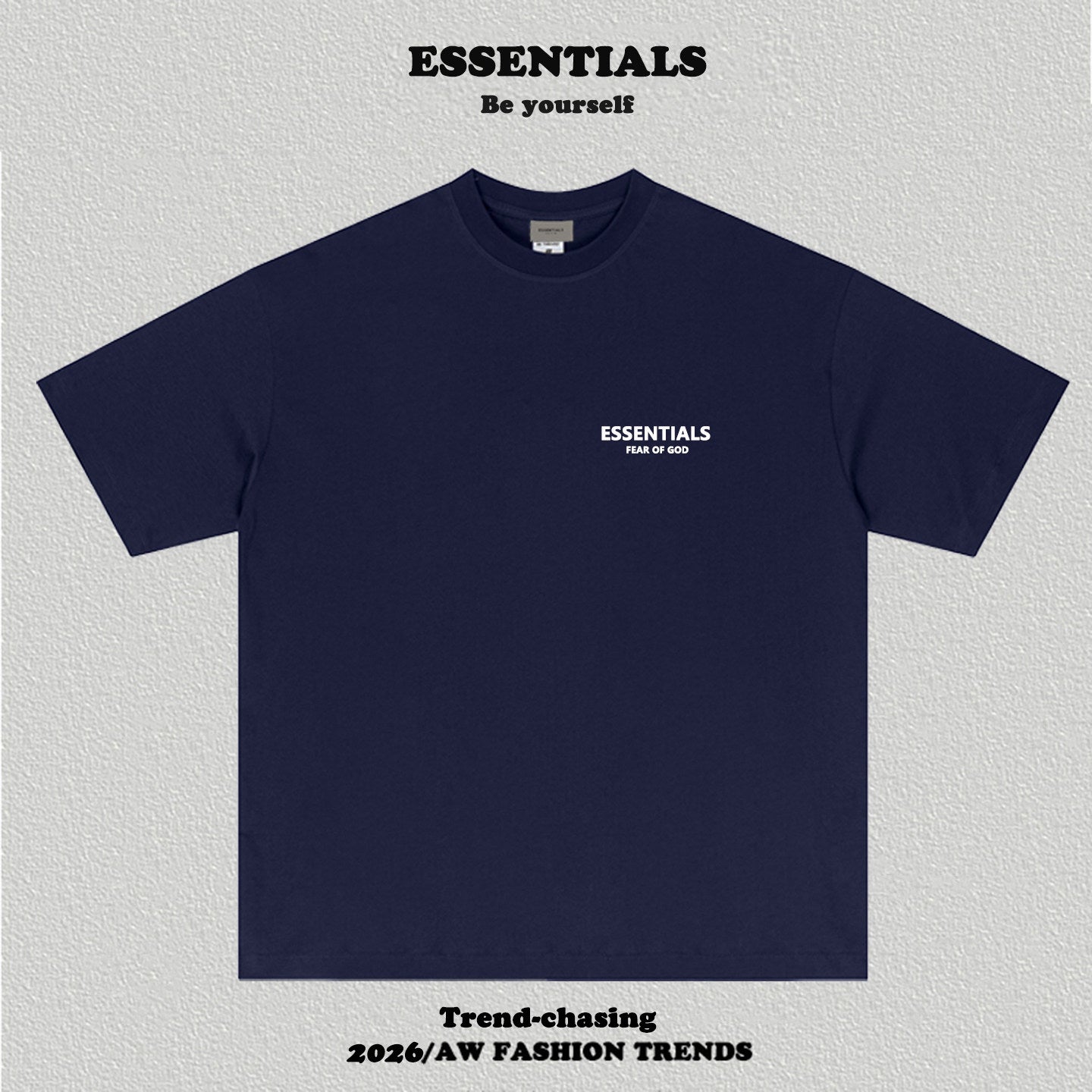Essentials Front Small Logo Back Eyes Art Print Heavyweight Cotton Boxy Streetwear Tee