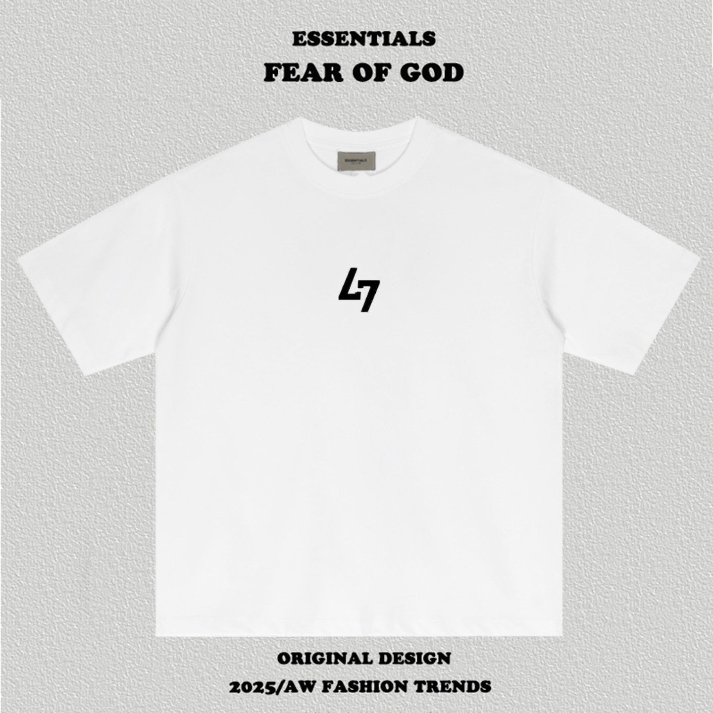 Essentials L7 Chest Graphic Boxy Fit Tee Back Neck Woven Label Streetwear T‑Shirt