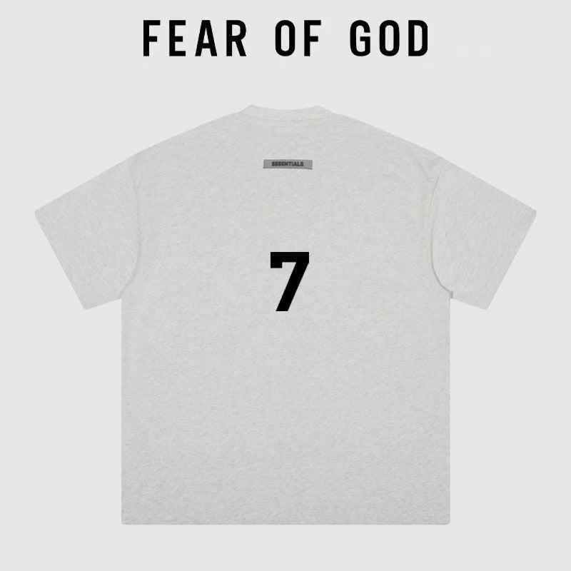 Essentials Back Number 7 Graphic Oversized Boxy Heavyweight Short Sleeve T‑Shirt