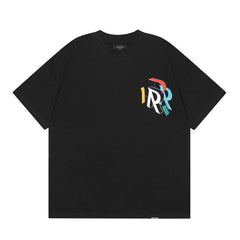 Represent Geometric Stereo Letter Chest Mini Logo & Large Back Print Crew Neck Loose Fit Casual Short Sleeve Top
