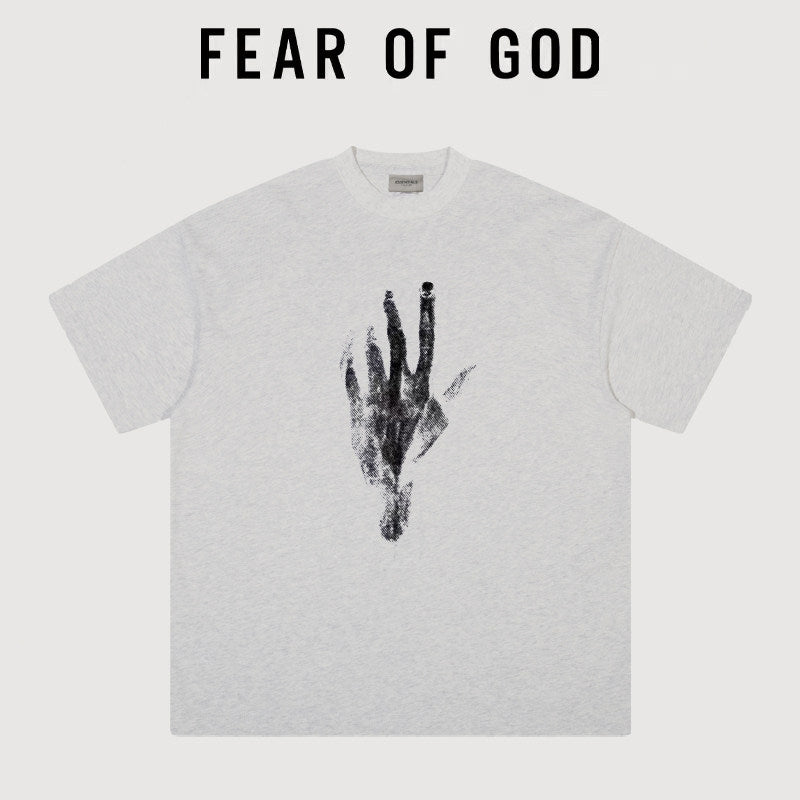 Essentials Vintage Hand Print Oversized Boxy Fit Short Sleeve T‑Shirt