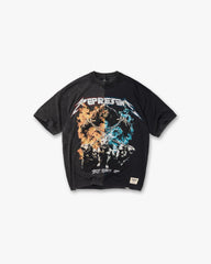 Represent Grim Reaper Hell Hounds Fire & Ice Vintage Graphic Oversized T-Shirt Men Washed Black Loose Cotton Retro Streetwear Tee
