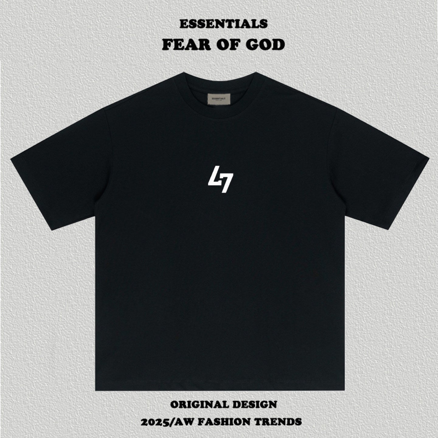 Essentials L7 Chest Graphic Boxy Fit Tee Back Neck Woven Label Streetwear T‑Shirt