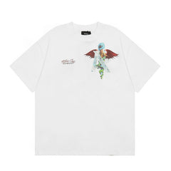 Represent Retro Rock Band Co-branded Front Chest Script Logo Back Large Art Print Boxy Fit Crew Neck Short Sleeve Top Men Women