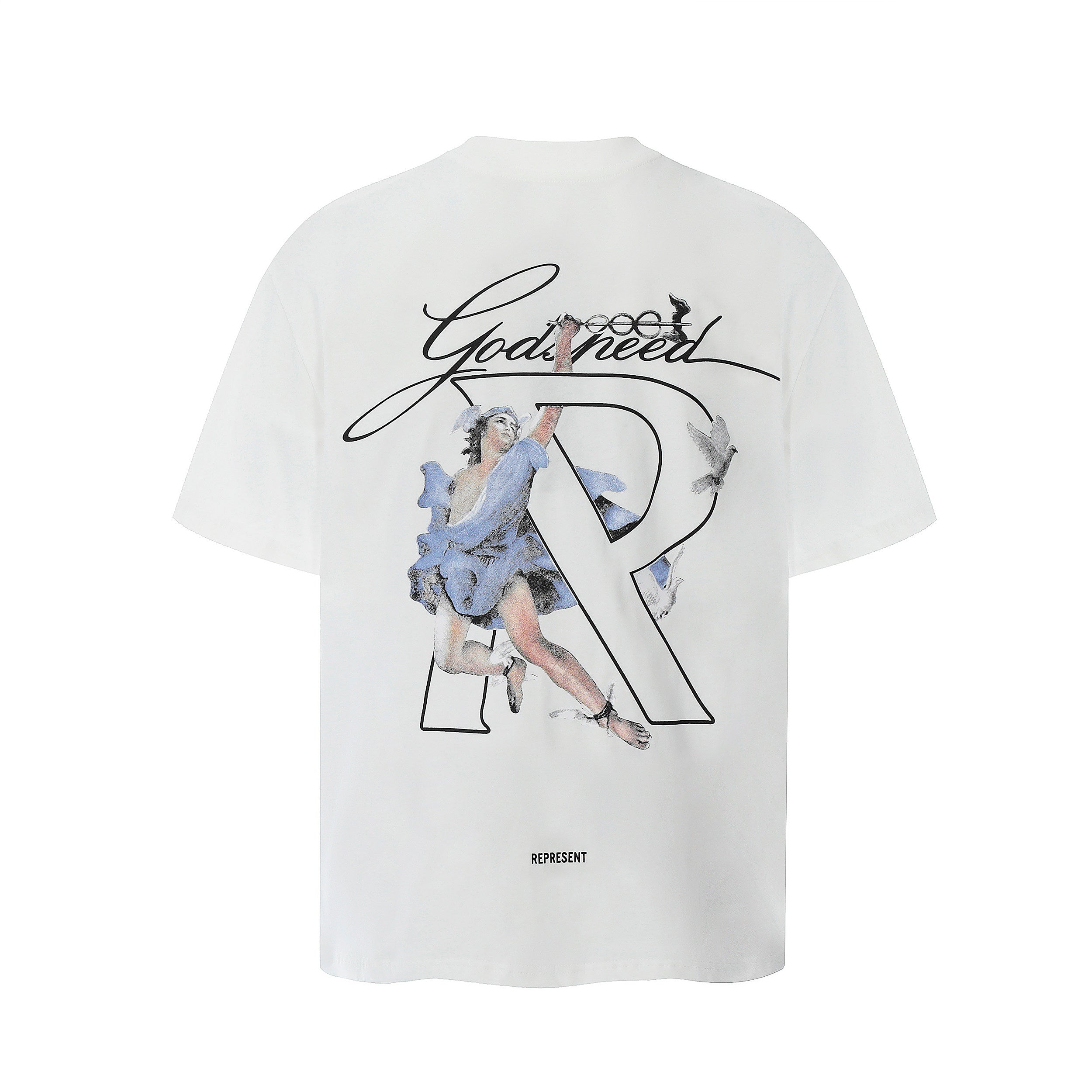 Represent Godspeed Angel Figure Graphic Oversized Heavyweight Cotton Unisex T‑Shirt